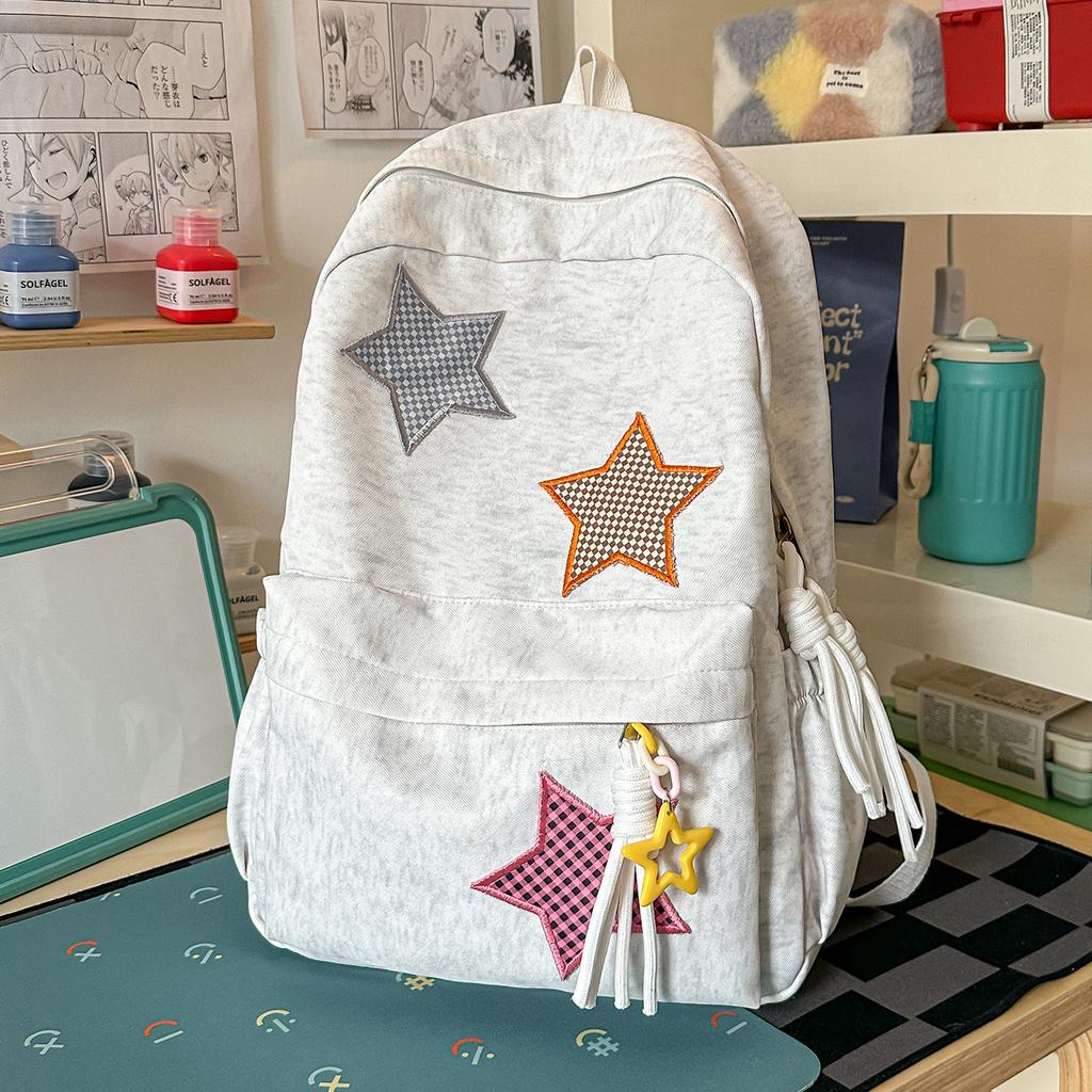 Schoolbag1011 New Star Backpack Female Korean Version Ins Style Simple Casual Student Schoolbag Large Capacity Travel Backpack
