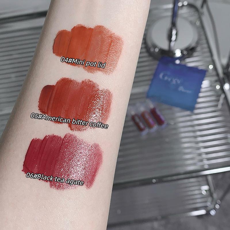 GEGE BEAR 3Pcs Lippenstift Set Bunte Wasser Glänzend Lip Glasur Feuchtigkeits Lip Gloss Make-Up Flüssigen Lippenstift