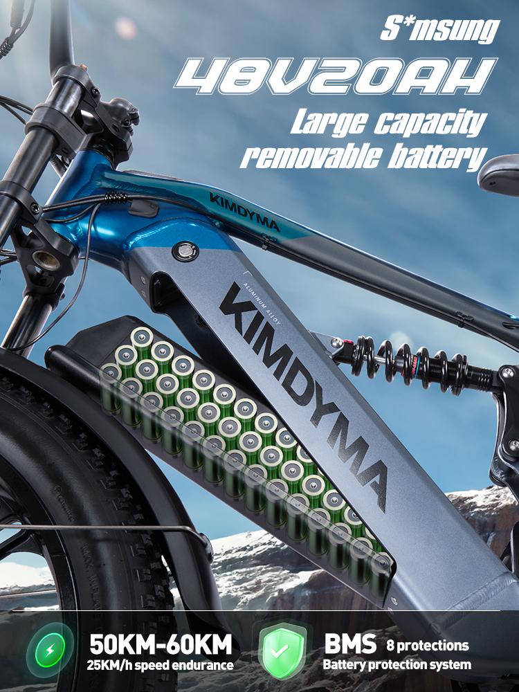 KIMDYMA K03 Dual‑Motor Electric Bike , Full Suspension, 48V 20Ah Battery