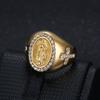 New Hip-Hop Jewelry Titanium Steel Gold-Plated Inlaid Diamond Virgin Mary Men's Ring