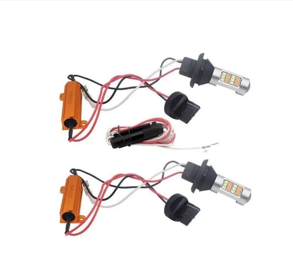 2pcs LED DRL Car running lights turn signal 7440 W21W led Driving lights Auto Reverse light.