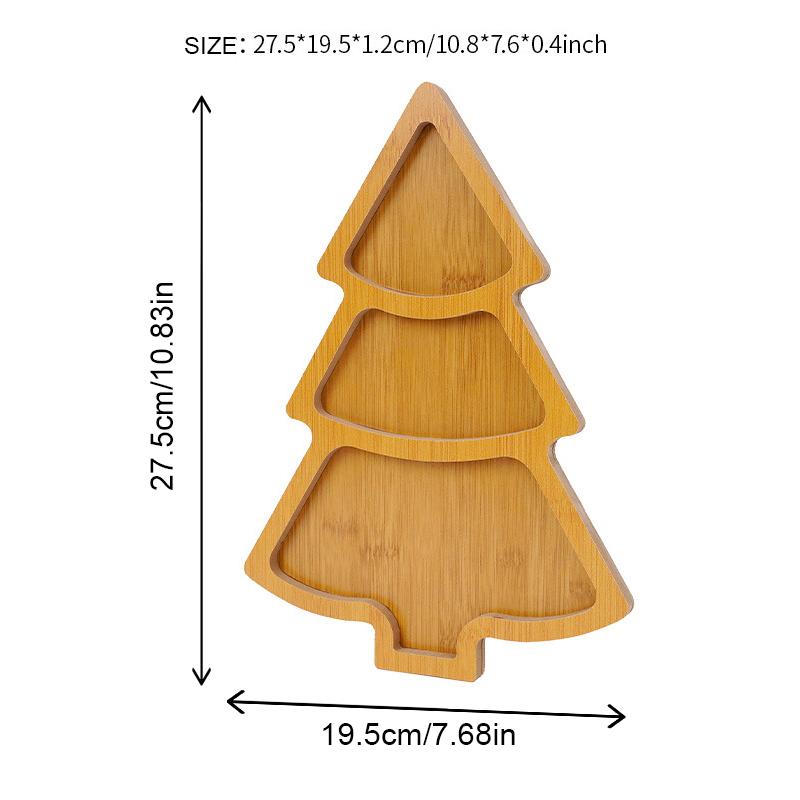 Creative Christmas Tree Shape Wooden Serving Tray For Candy Snacks Nuts Dry Fruits Breakfast Dessert Wedding Party Home Decor