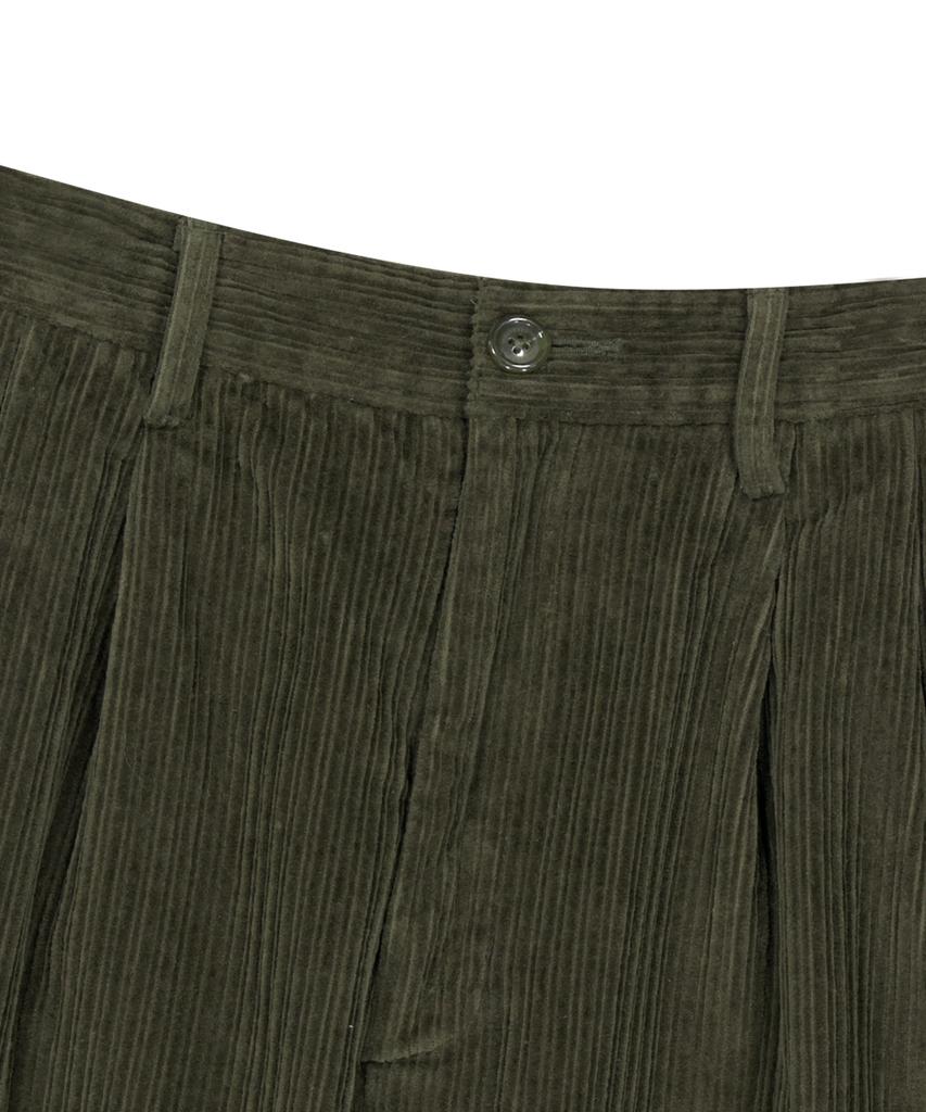 YESEYESEE Cord Tucked Pants Olive
