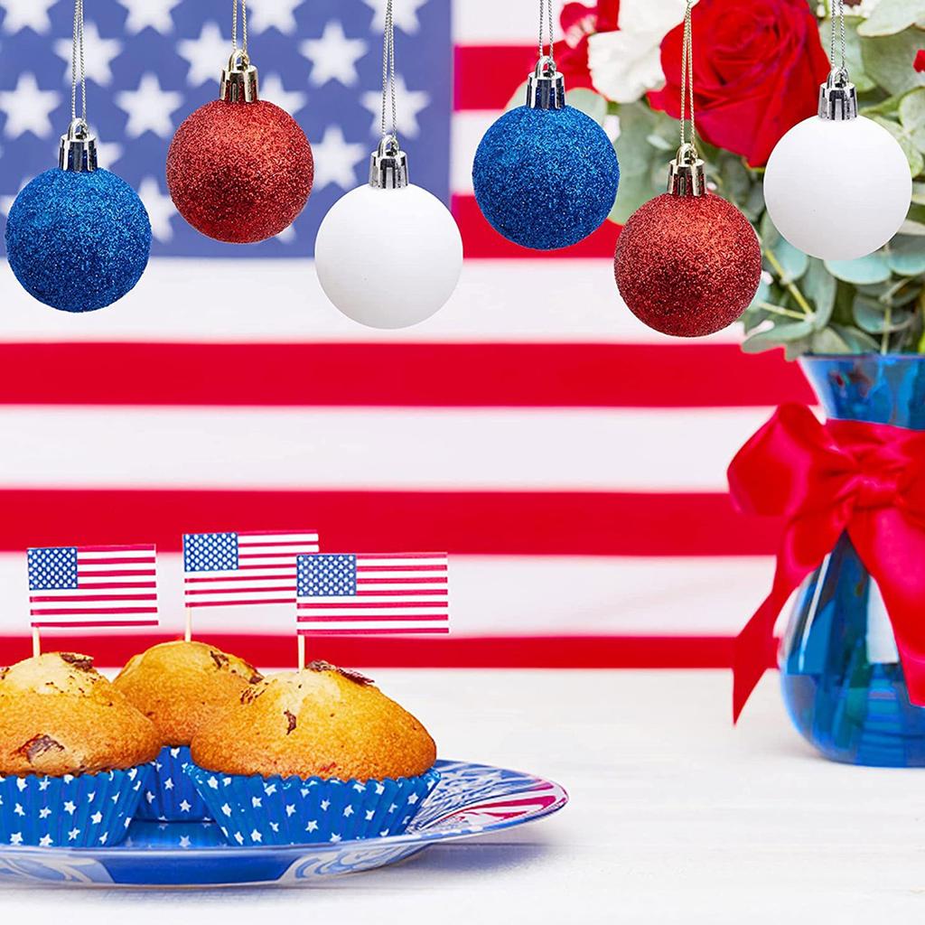 Independence Day Decoration Flag  Ball USA Day Patriotic Ball Pendant 24PCS