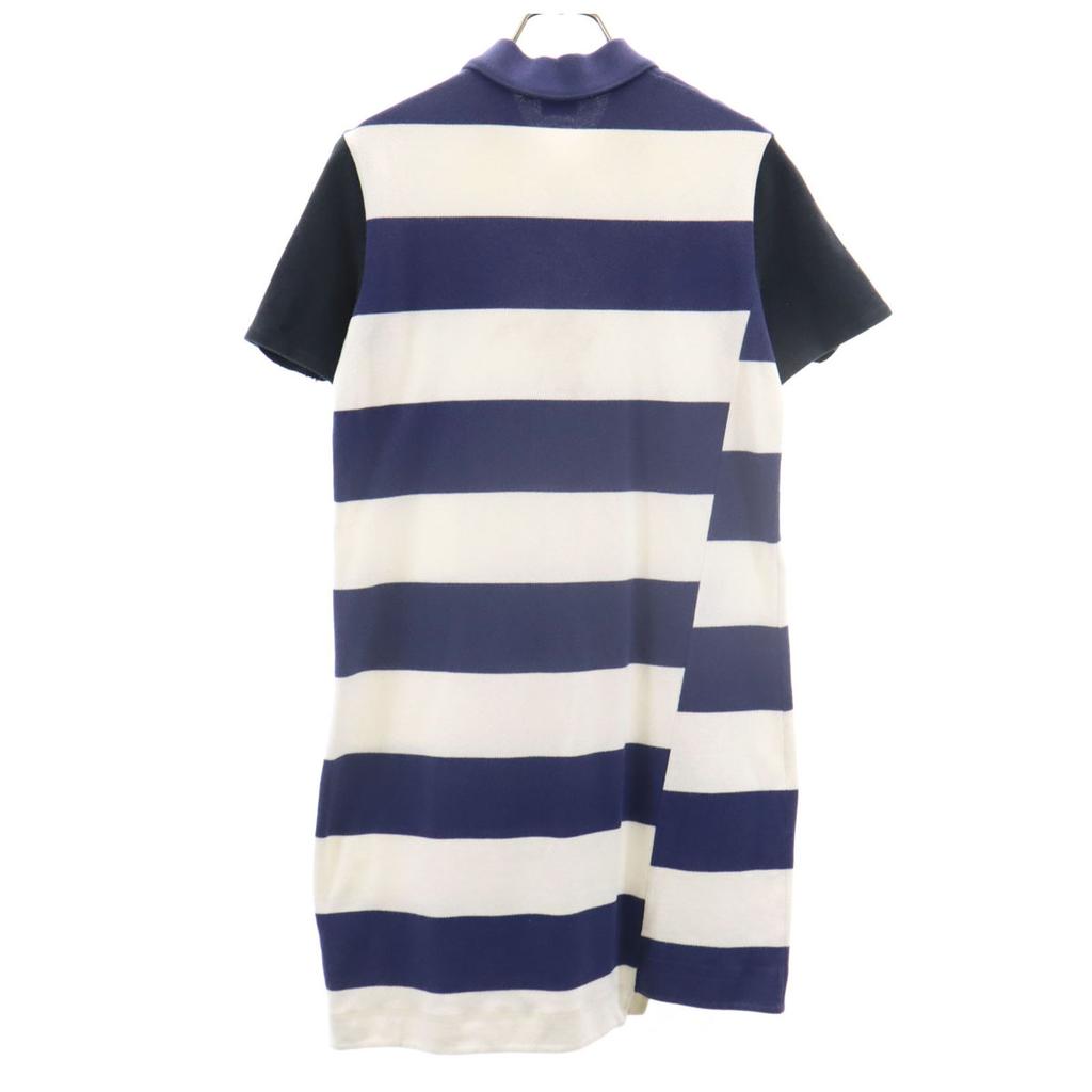 LACOSTE Border Pattern Short sleeve Polo one piece 38 Kanoko fabric Women Used