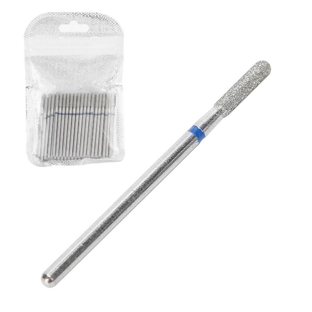 50pcs Portable Diamond Grinding Bit Carborundum Diamond Nail Drill Bits Cylindrical Ball Head 2.35mm Shank Nail Polishing Head светло-серый