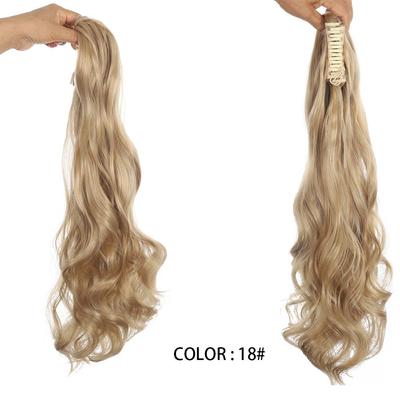 Sweet Shark-Grip Clip-On Ponytail with Large Waves Natural-Looking Long Curls Fluffy Curls Braided Hair Accessory