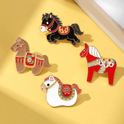 Brooch Pin 2026 Zodiac Horse Brooch Zinc Alloy Enamel Shirt Collars Scarves Badge Traditional Culture Jewelry