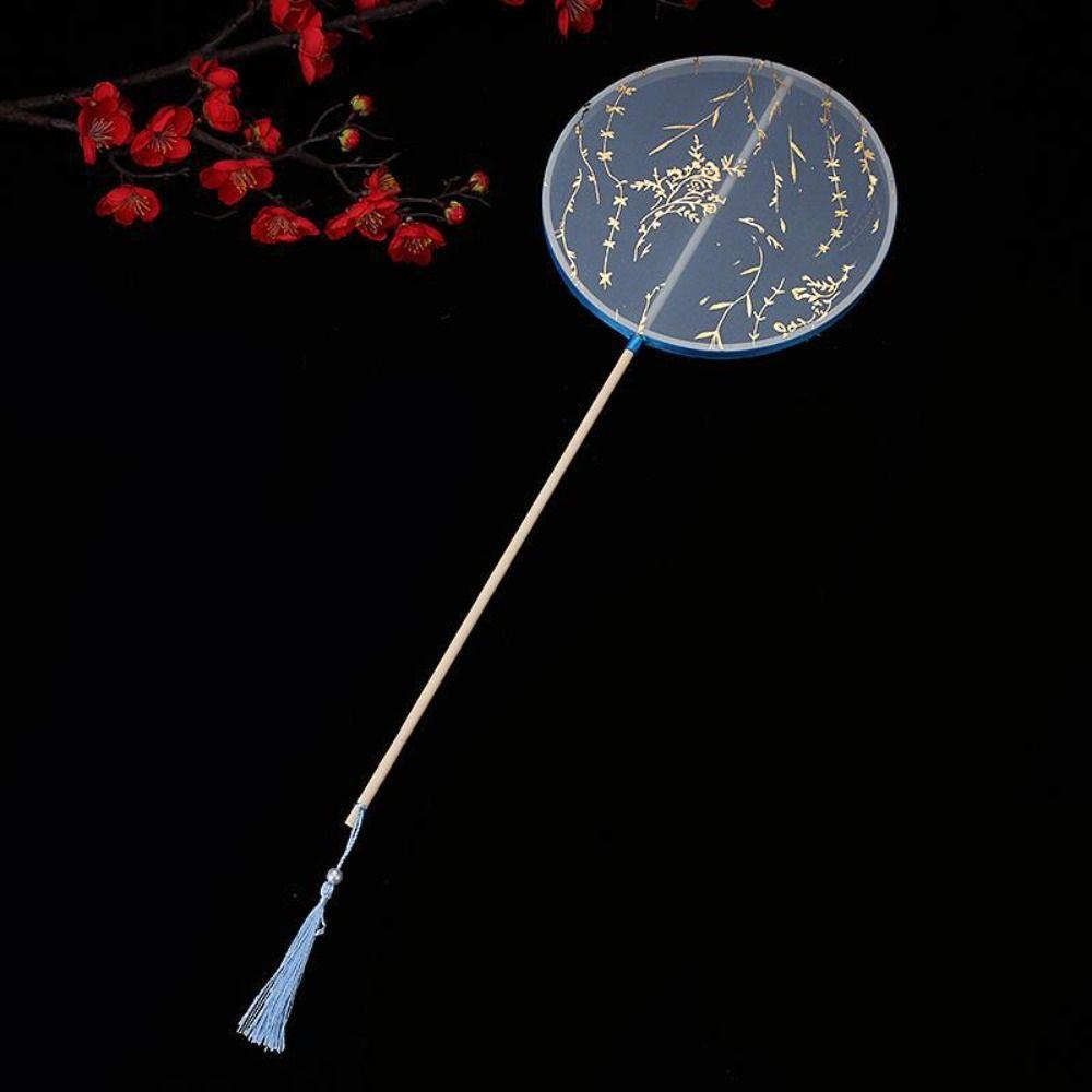 Long Handle Embroidery Fan Chinese Style Silk Fan Ancient Tuan Fan  Photography Prop