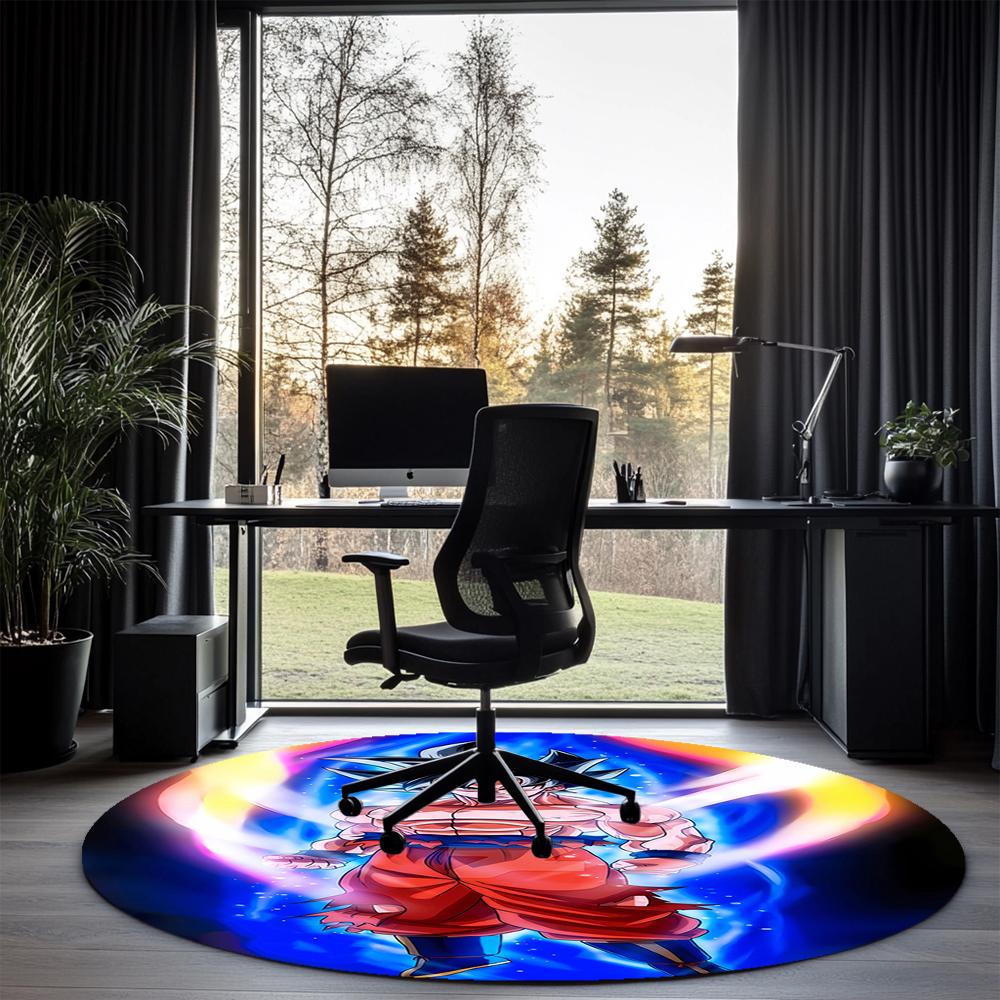 Dragon Ball Printed Round Rug Carpet Chair Rug Area Rug Entryway Doormats,for Office Chair Living Room Bedroom Kitchen Room.