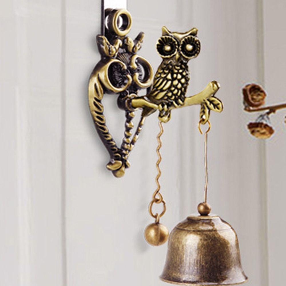 Retro Home Decoration Owl shape Yard  Decoration Horse Mascot Animal Doorbell Metal Bell Wall Hanging Ornaments Wind Chime