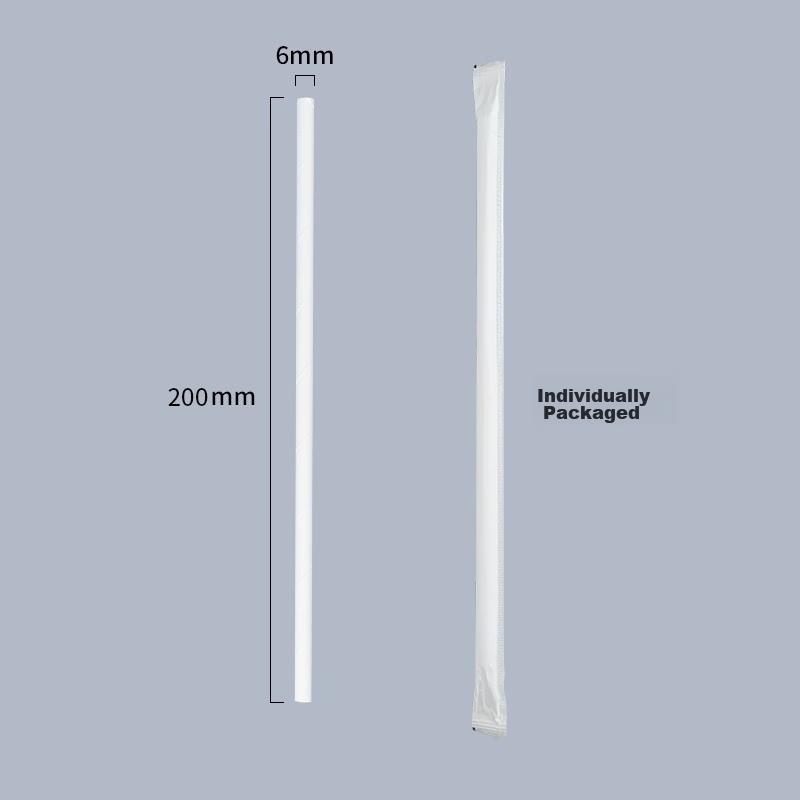 MENGTING Disposable Straws Individually Wrapped, Children's Paper Straws Food-Grade Biodegradable Straws, 200 Pieces 7893