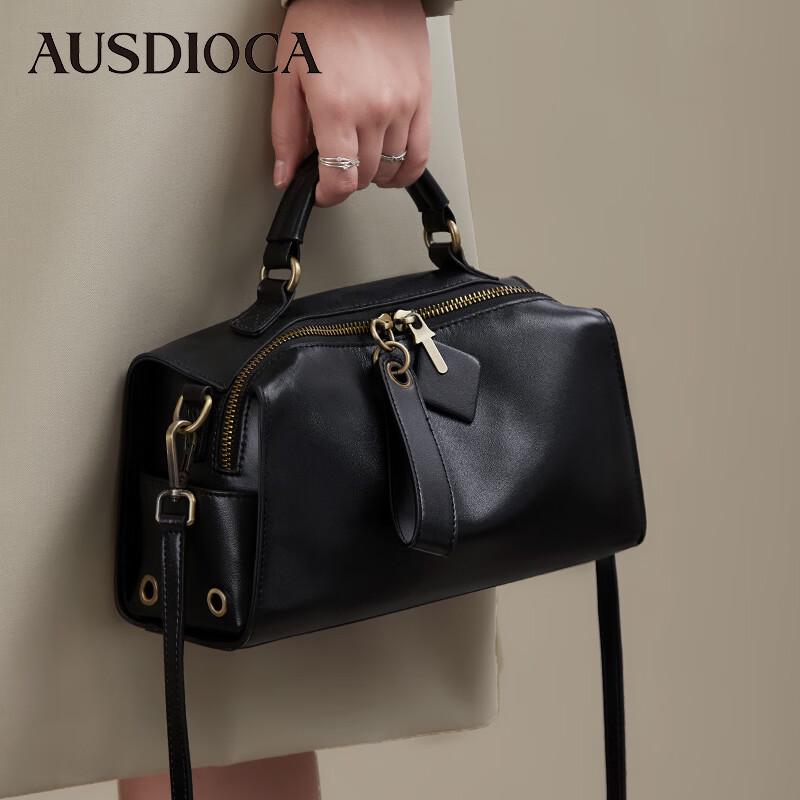 AUDIJIA Women's Genuine Leather Boston Pillow Bag