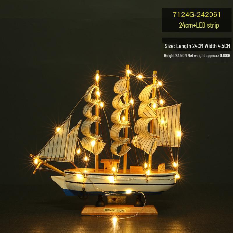 Wooden Pirate Ship Model: Small Boat Ornament for Office or Room Decoration