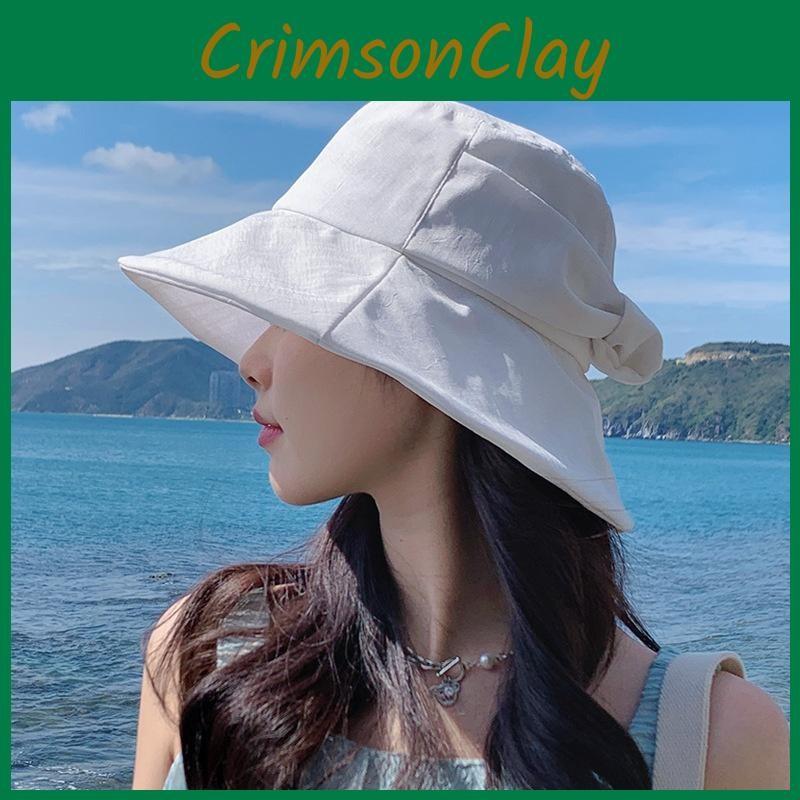 Butterfly Solid Color Tie Beach Cap Wide Brim Outdoor Activities Breathable