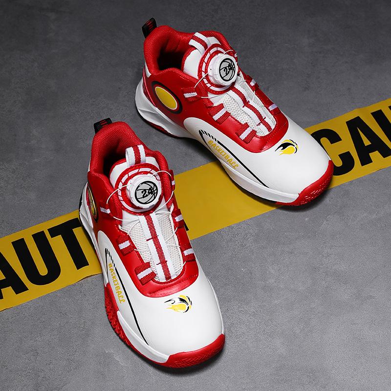Herbst/Winter Kinderleder Drehverschluss Basketballschuhe für Jugendliche und Kinder Sport Professionelle Basketballschuhe