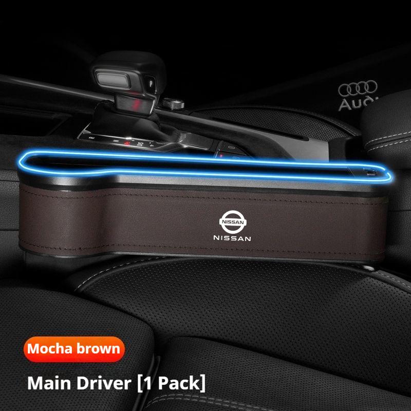 Nissan Nismo Qashqai Juke X-Trail Patrol Note Leaf Altima Maxima Micra DMurano Tiida Rogue Teana Pulsar Car Seat Slot Storage Box