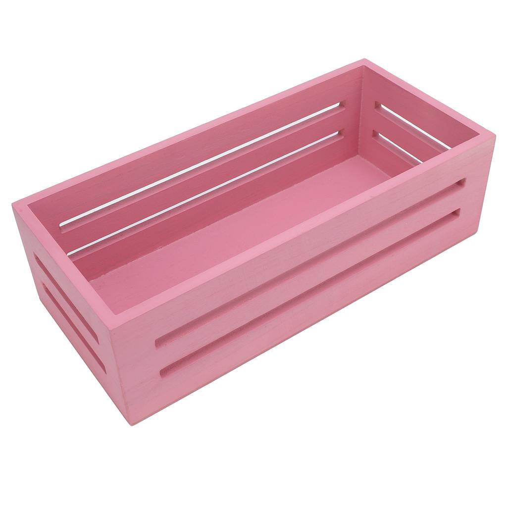 12.99 X 6.1 X 3.94in Wooden Storage Basket Multifunctional Pink Storage Crate Box for Bathroom