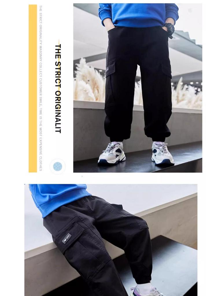 Boys' 2025 Punk Style Cargo Pants for Spring/Autumn - Junior High Student Long Pants