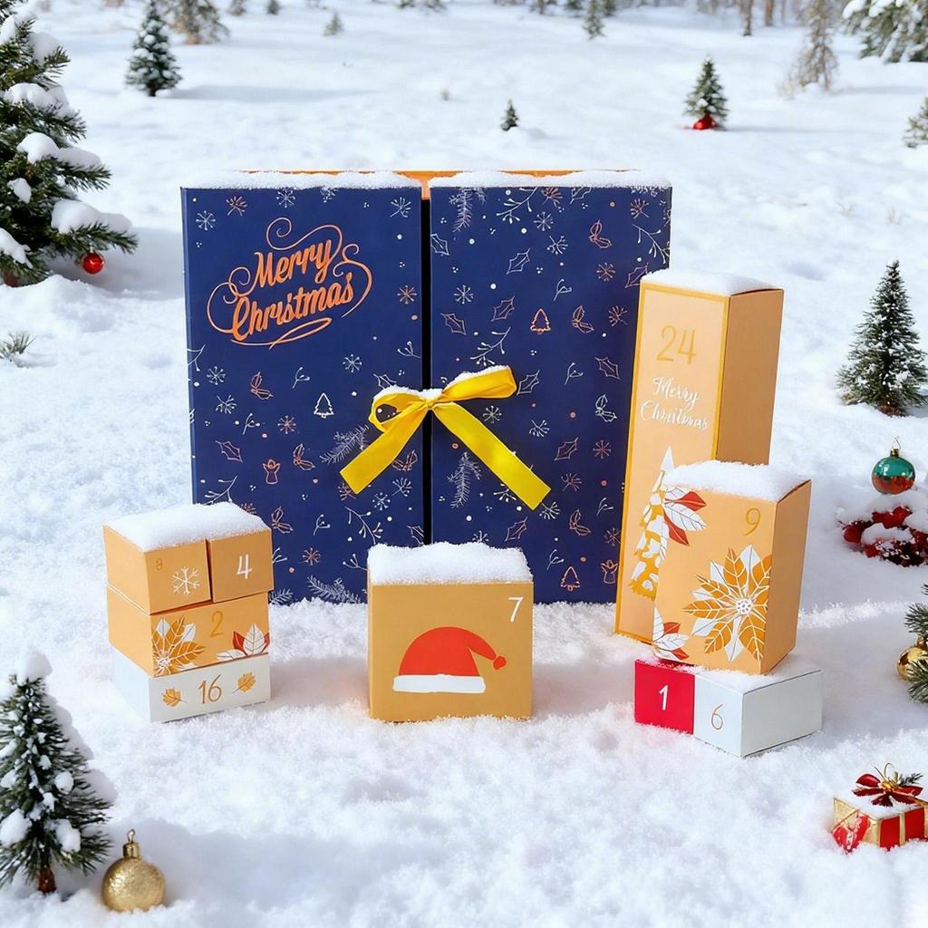 Fillable Countdown Boxes 24-Day Count Down To Christmas Empty Boxes Winter Holiday Folding Container Different Shape For