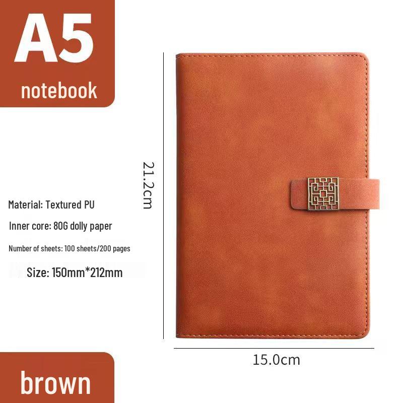 A5 Buckle Notebook Set: Business Meeting Journal with Custom Logo and Premium Gift Box коричневый