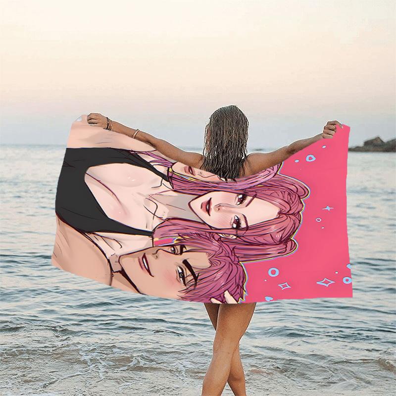 1pc KPop Demon Hunters MIRA1 Beach Towel, Beach and Seaside Swimming Pool Equipment, Fashion Pattern, Rectangular, Travel Essentials