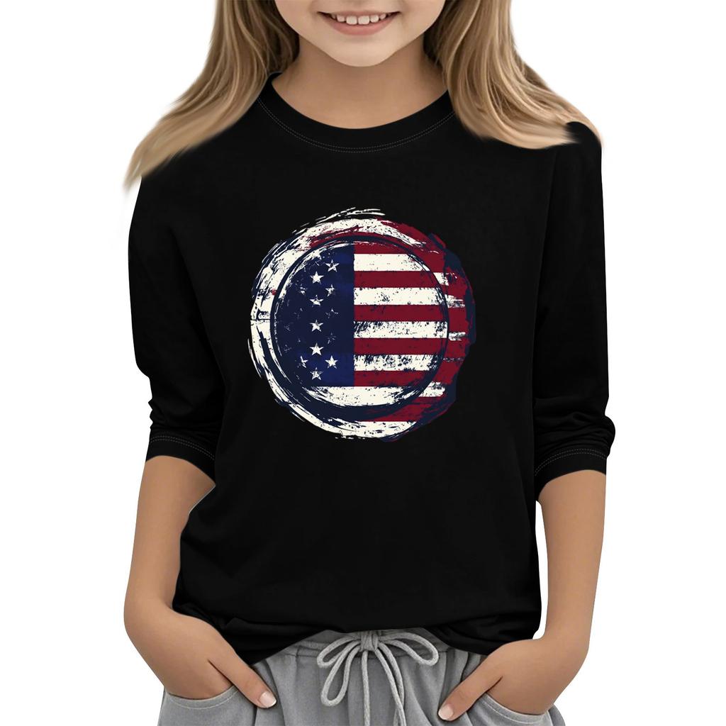 Kinder-T-Shirt mit 3/4-Ärmeln und Rundhalsausschnitt zum Unabhängigkeitstag