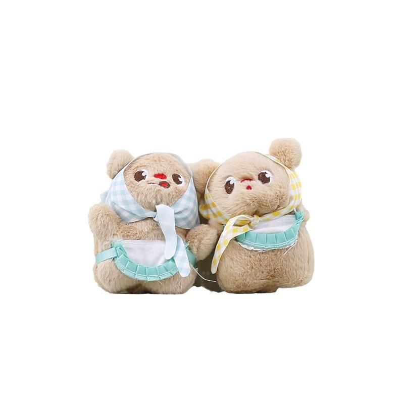 Cuddly Bear Butter Stuffed Toy Key Ring In Blue Green Yellow Scarves Bags For