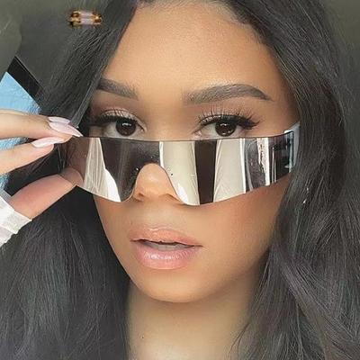 New One Piece Sunglasses  Luxury Brand Wrap Around Sun Glasses Shades Eyewear Uv400 Female Designer Eyeglasses