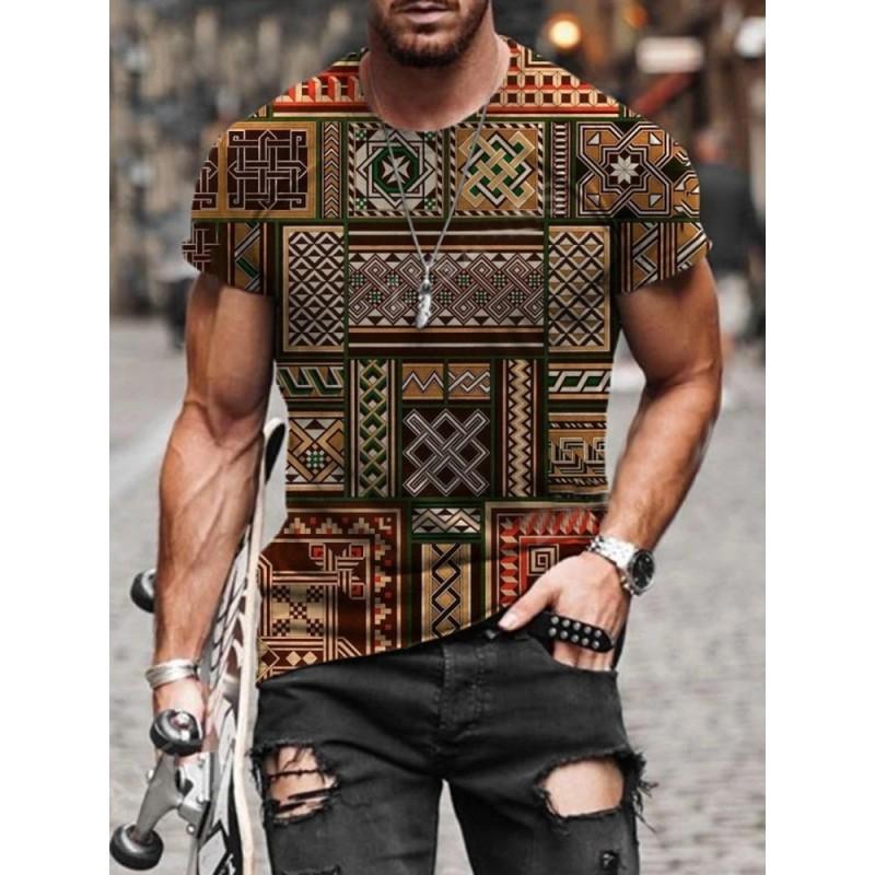 Mens Short Sleeve Crew Neck T-Shirt With Cartoon Digital Print Loose Fit Casual Wear