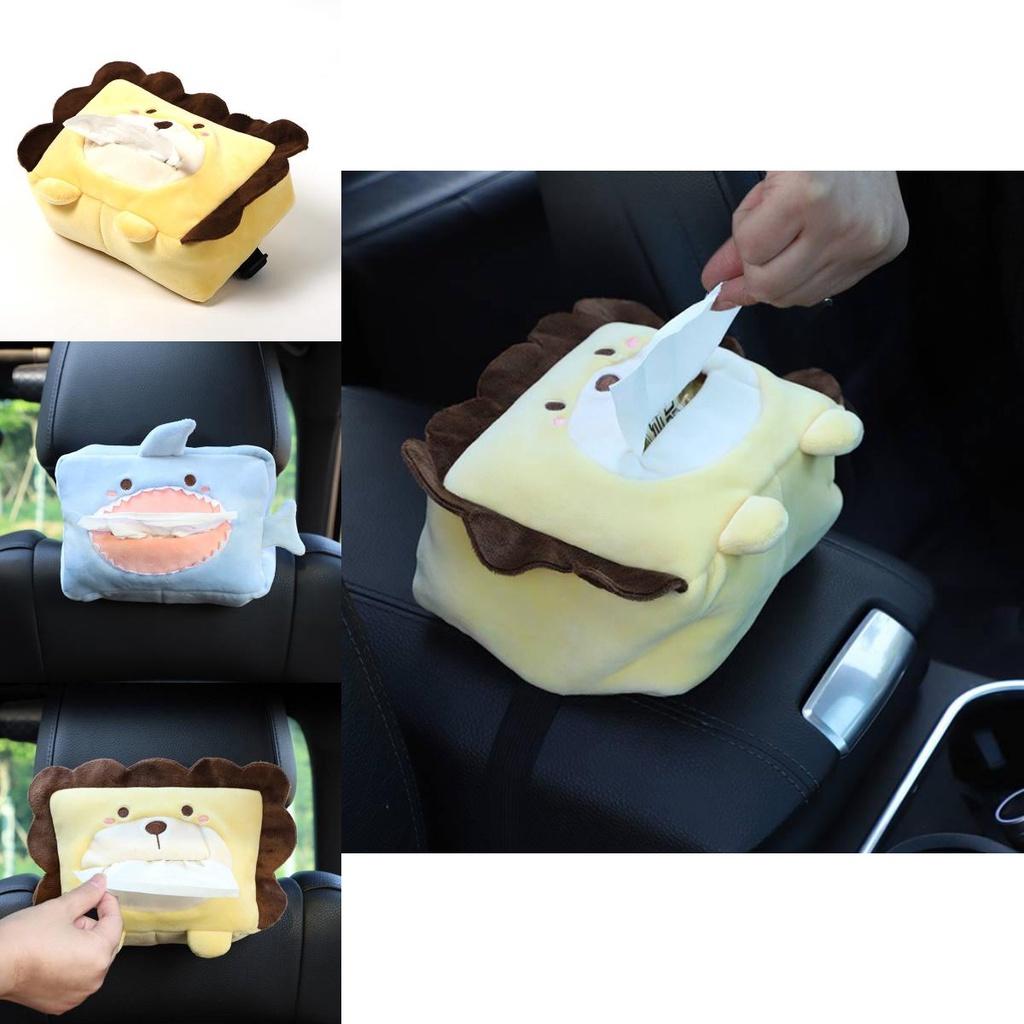 Car Tissue Box Cover Fun Cartoon Animal Design Soft Plush Material Long-lasting