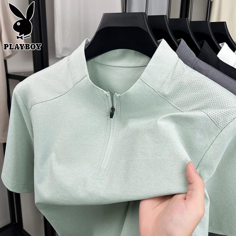 

Playboy Men s Quick-Dry Stand Collar Pullover T-Shirt XL