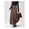 Coffee Brown High Waist Floral Skirt Autumn A Line Flared Pleated Midi Skirt Elegant Fashion Women