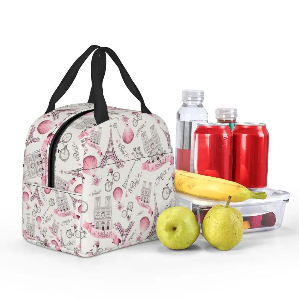 Romantic Paris Eiffel Tower Design Insulated Lunch Bag for Women Kids Leakproof Food Boxes Thermal Lunch Box Tote
