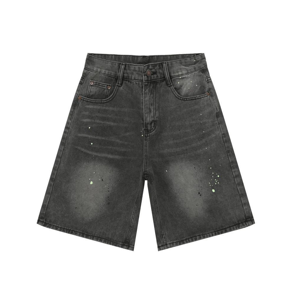 High Street Denim Shorts Summer Models Loose Straight Wide Leg Casual Five Pants Men's Pants Straight Loose Jeans for Men Fashionable and Comfortable