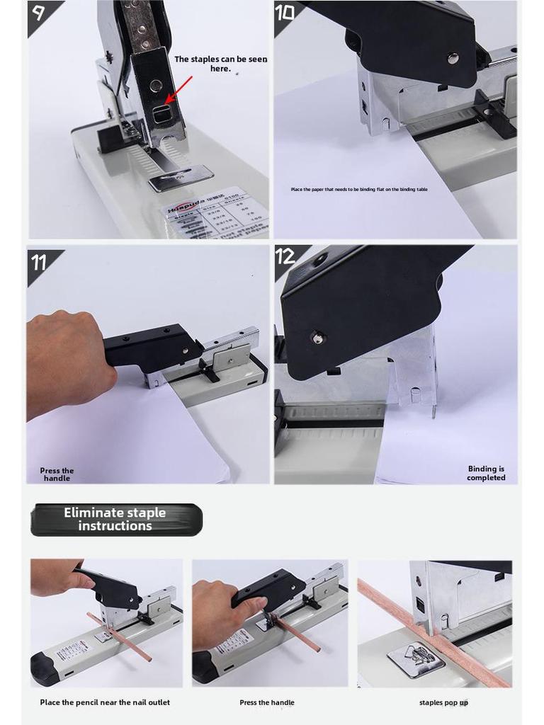 Arbeidsbesparende tykk stiftemaskin med kapasitet på 240 ark