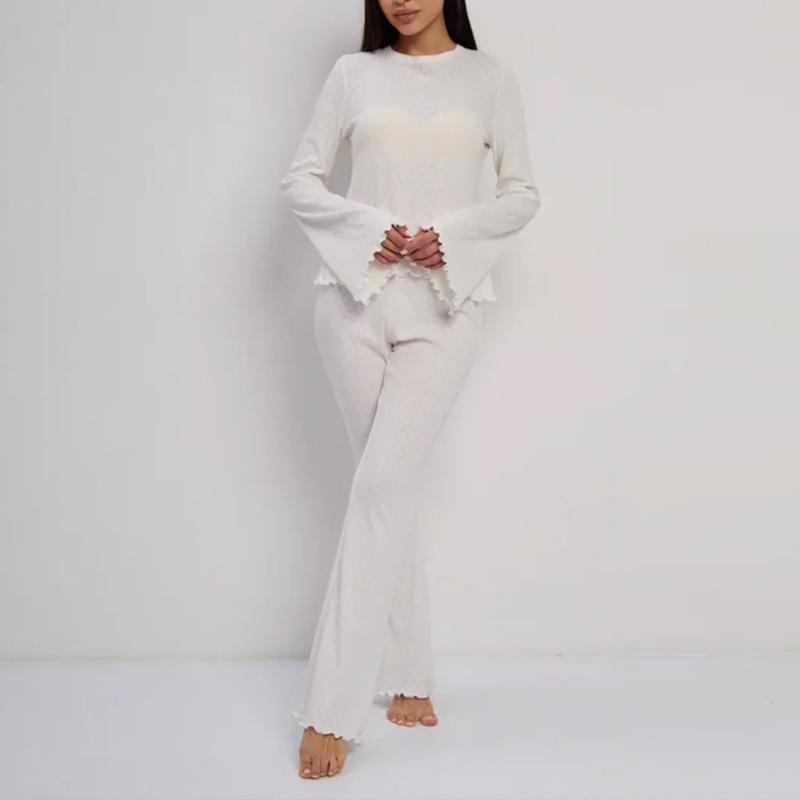 Europe, America, exquisite pajama set, knitted long-sleeved trousers, two-piece loungewear