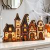 Rustikální podzimní středové dekorace stolu Halloween Retro strašidelná vesnice Dřevěná dekorace na stolní desku, Podzimní statek Čarodějnice Americký venkovský styl Figurky