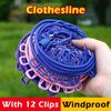 Multi-functional Windproof Clothesline with 12 Clips Colorful Clothesline Rope Travel Clothesline Household Travel