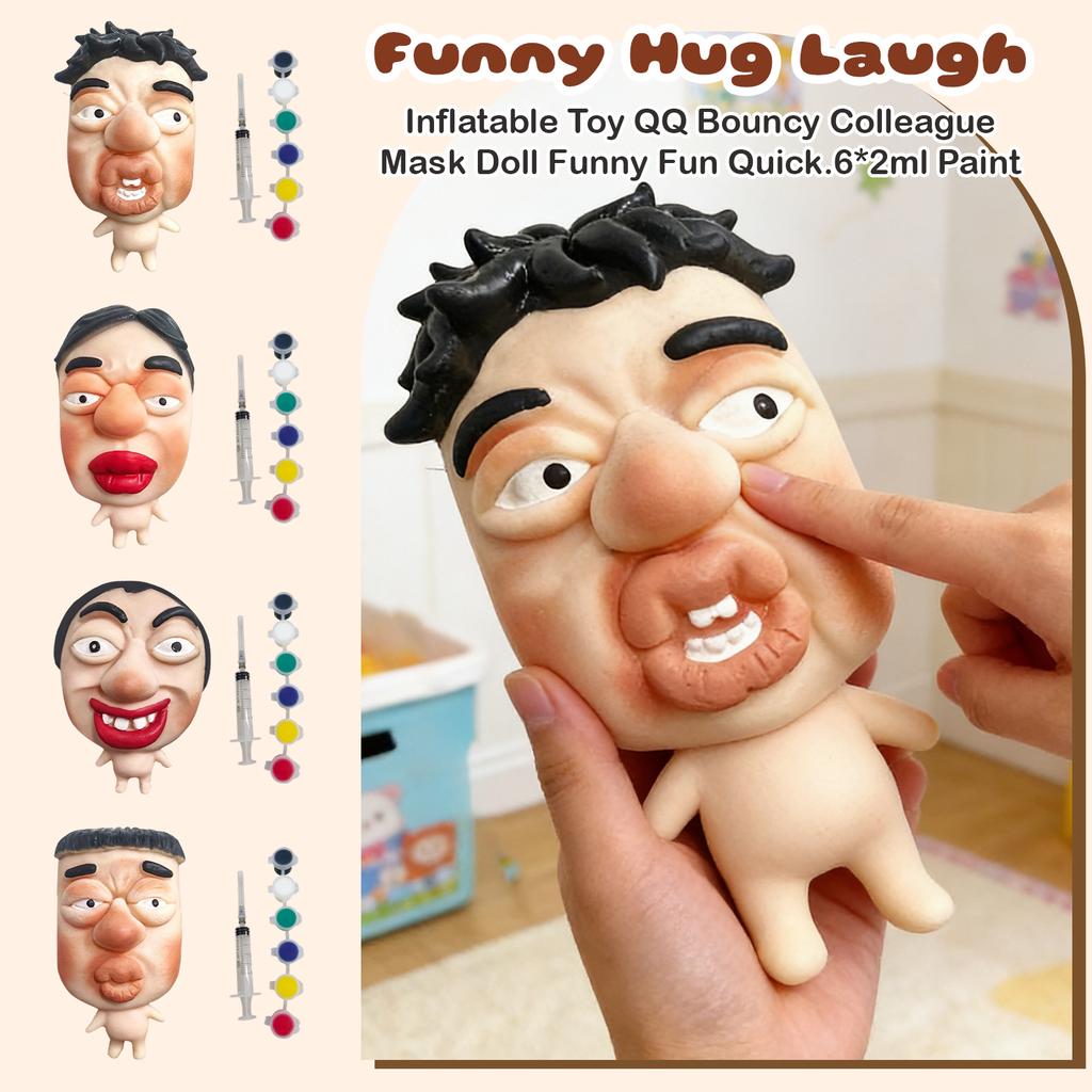 Inflatable Toy QQ Bouncy Colleague Mask Doll Funny  Fun Quick;6*2ml Paint