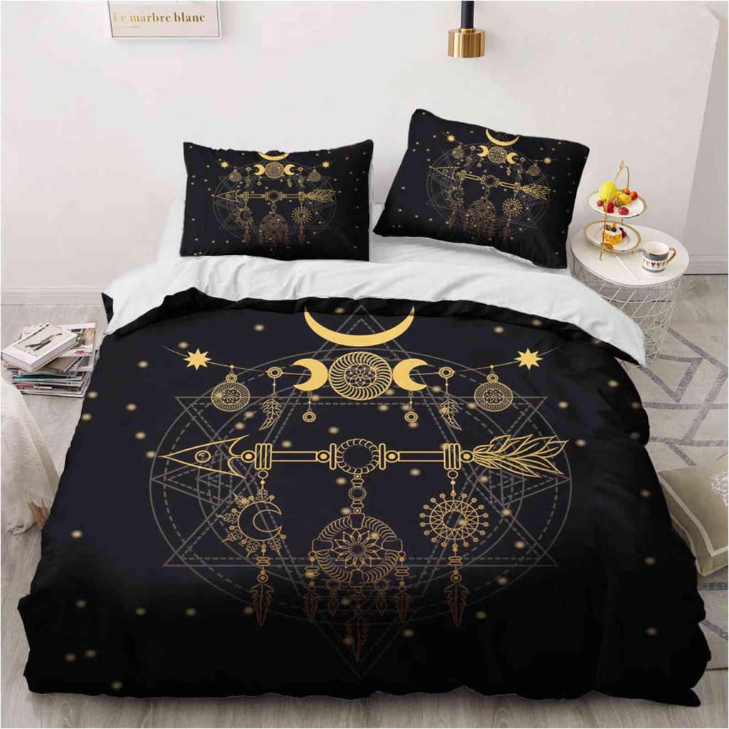 Dream Catcher Duvet Cover Set Bohemian Hippie Bedding Set Queen Size Ethnic Comforter Cover Polyester Boho Feathers Quilt Cover