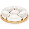 30 Cm Rotating Bamboo Tray with 6 Snack Bowls, Round Tray