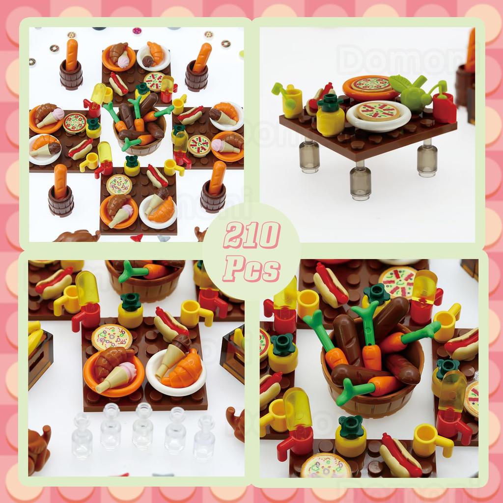 Creative City Food Building Blocks Set Shopping Vegetables Compatible with Major Brands Perfect for Kids Party Favors and Educational Toys Pizza,