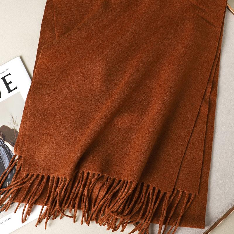 Kaffee Schal für Damen Lange Warme Kaschmirschals Winter Hijab Einfarbig Damen Stola Wickel Weiblich Pashmina Bandana Kopftücher