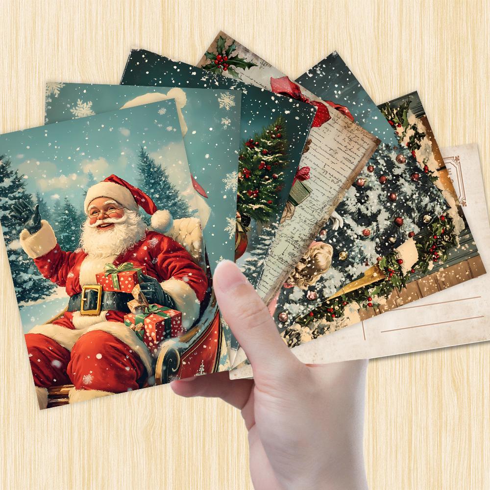 32pcs, vintage Christmas postcards, Santa Claus, birthday/anniversary gifts, collectibles, suitable for gifting, and mailable.