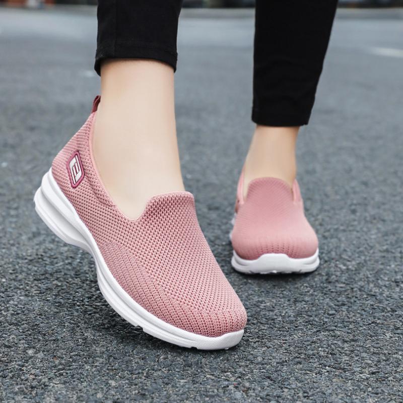 Summer Cloth Shoes, Single Shoes, Shallow Mouth Casual Shoes, Middle-aged and Elderly Solid Color Mother's Shoes