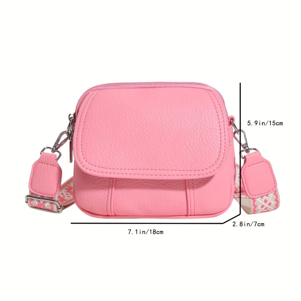 Chic Women’S Crossbody Bag - Solid Color Durable PU Magnetic Closure Comfort Strap Small & Stylish Purse With Zipper
