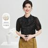 Jacquard Silk Top Women's 100 Mulberry Silk Short Sleeved Spring and Summer Solid Color Breathable Slanted Placket Button Design T-shirt