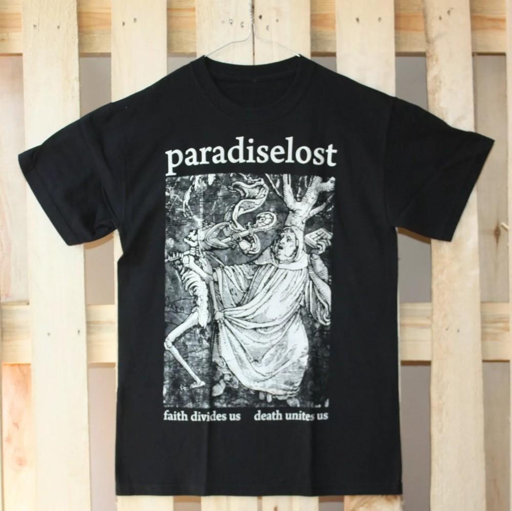PARADISE LOST FAITH DIVIDES US DEATH UNITES US T-SHIRT TARIFFS INCLUDED Unisex T-Shirt M