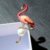 Stylish Cartoon Color Stereo Flamingos Pattern Brooch Jewelry Drip Oil Glass Alloy Pin